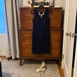 Perfect guest/hostess little black (navy) body con dress